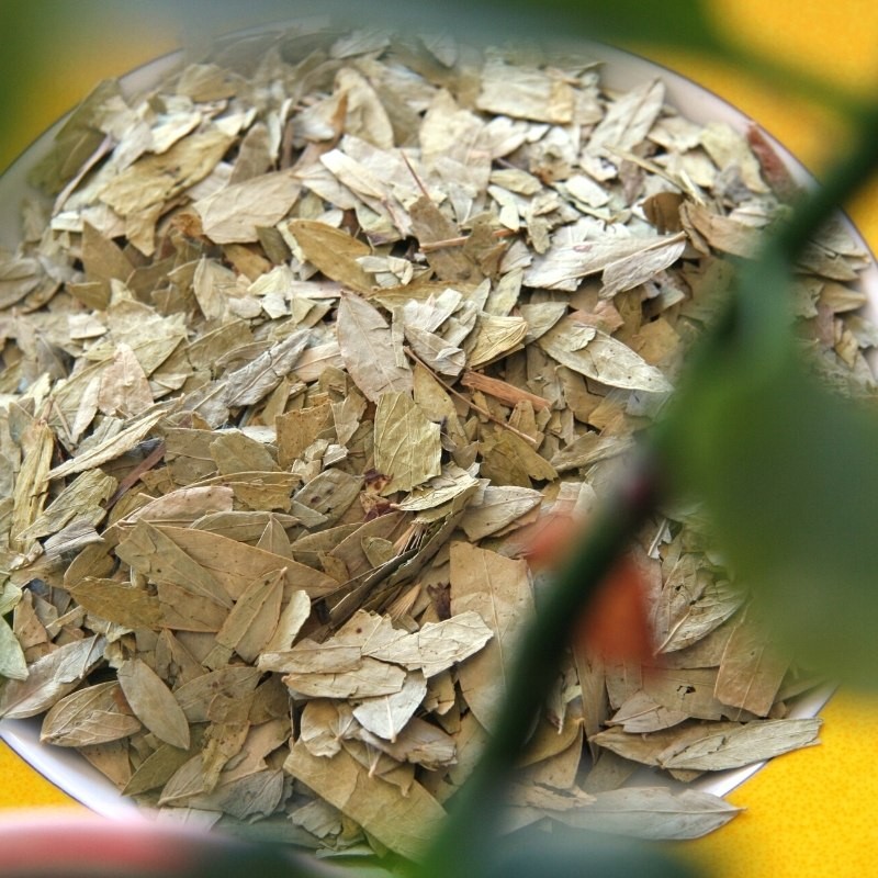 hojas de sen en un plato