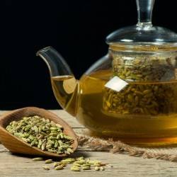 dried fennel seeds in a teapot infused