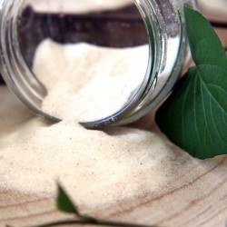 konjac powder in a jar and on the table